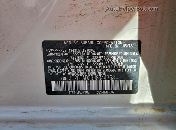 JF2GTADC9J8344768 2018 SUBARU CROSSTREK White 