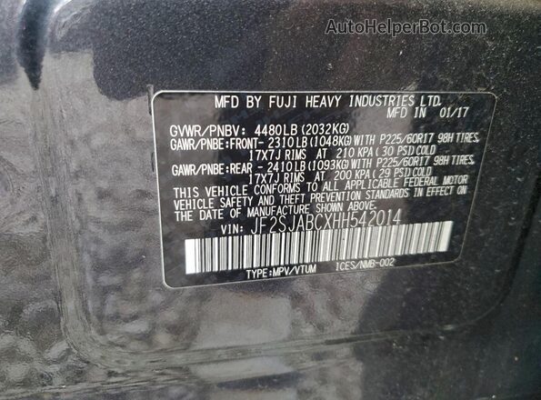 JF2SJABCXHH542014 2017 SUBARU FORESTER 2.5 Charcoal Vista interior de 360 grados