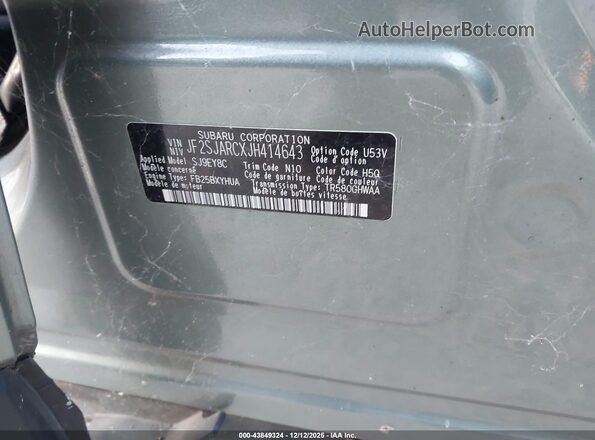 JF2SJARCXJH414643 2018 SUBARU FORESTER 2.5 Teal 