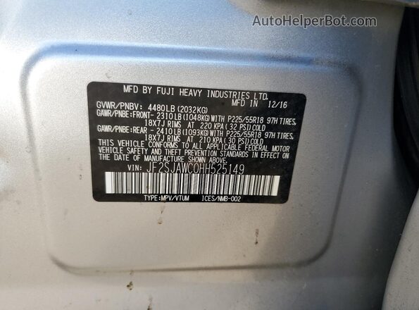 JF2SJAWC0HH525149 2017 SUBARU FORESTER 2.5I TO Silver Widok komory silnika