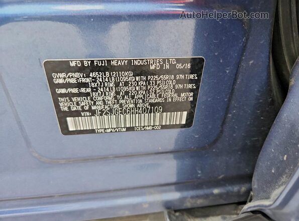 JF2SJGEC6HH407109 2017 SUBARU FORESTER2. Blue VIN sticker view