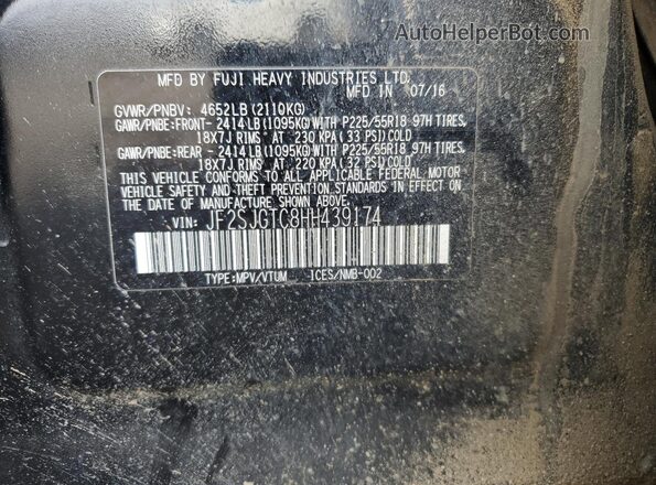 JF2SJGTC8HH439174 2017 SUBARU FORESTER2. Black Вид підкапотного простору