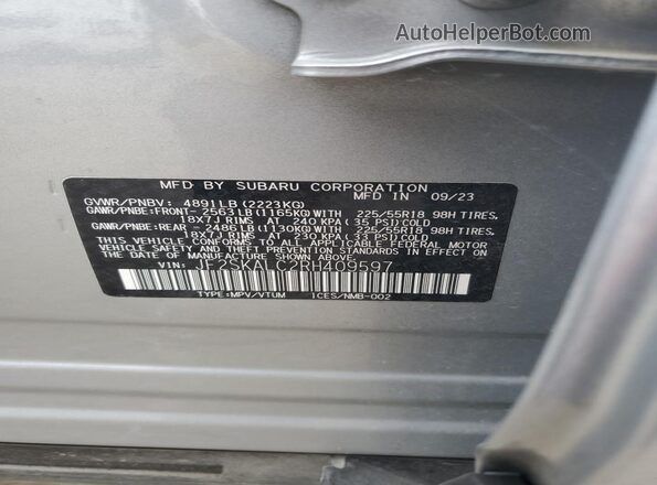 JF2SKALC2RH409597 2024 SUBARU FORESTER Silver Սալոնի 360 աստիճան տեսք