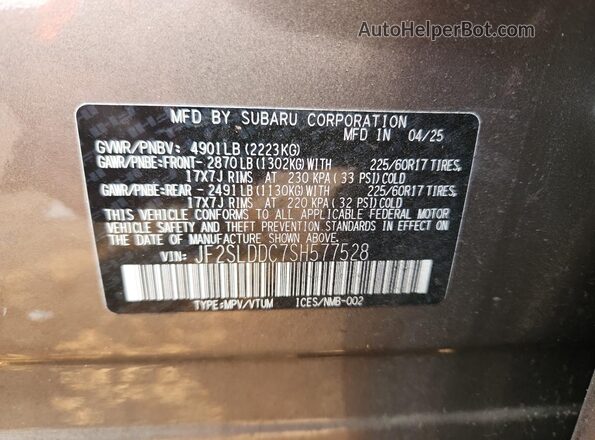 JF2SLDDC7SH577528 2025 SUBARU FORESTER Brown 