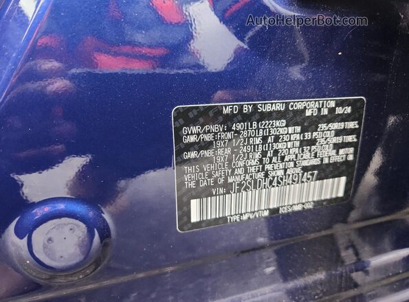 JF2SLDHC4SH491457 2025 SUBARU FORESTER Blue 360 interior view