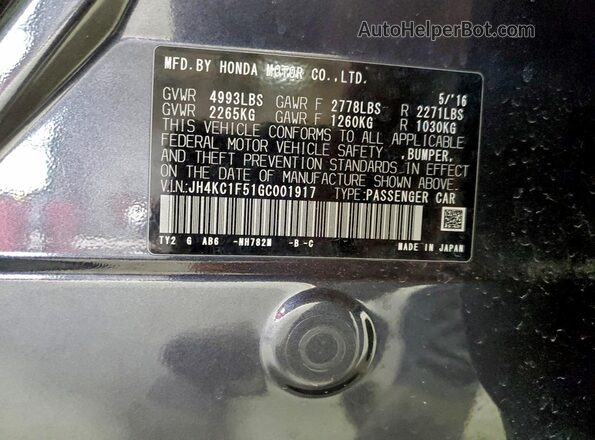 JH4KC1F51GC001917 2016 ACURA RLX Gray Շարժիչի բաժամունքի տեսք