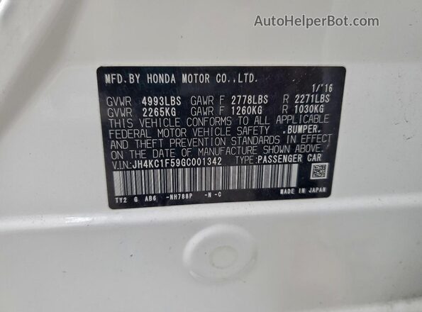 JH4KC1F59GC001342 2016 ACURA RLX Белый Вид подкапотного пространства