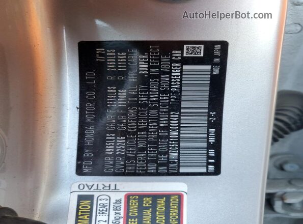 JHMZC5F10MC000482 2021 HONDA CLARITY Серебряный 