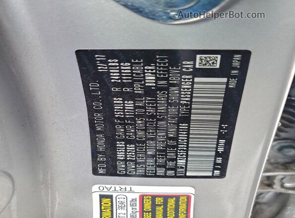 JHMZC5F39JC004186 2018 HONDA CLARITY Silver 