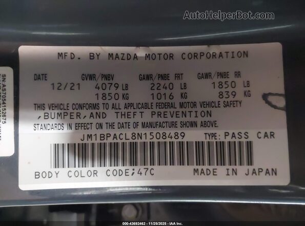 JM1BPACL8N1508489 2022 MAZDA 3 Blue Շարժիչի բաժամունքի տեսք