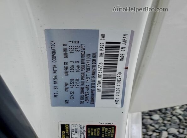 JM1BPBMLXN1514556 2022 MAZDA 3 White Вид наклейки з VIN-кодом