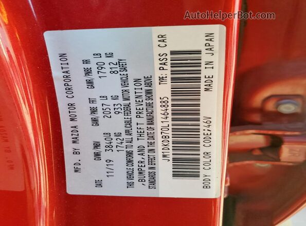 JM1DKDB70L1464885 2020 MAZDA CX-3 Red VIN კოდის სტიკერის ხედი