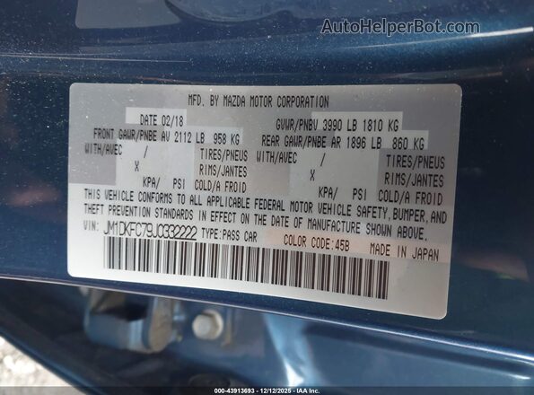 JM1DKFC79J0332222 2018 MAZDA CX-3 Синий Вид подкапотного пространства