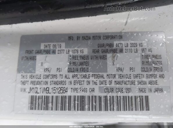 JM1GL1VM9L1512684 2020 MAZDA 6 White 