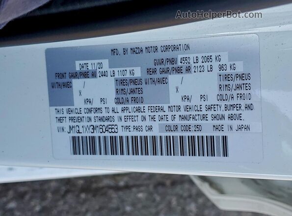 JM1GL1XY3M1604553 2021 MAZDA 6 White Engine compartment view