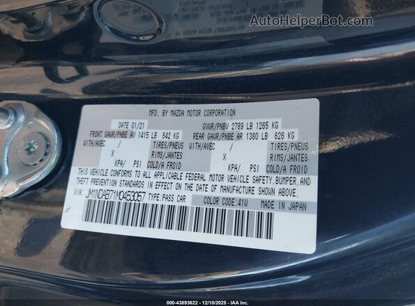 JM1NDAB71M0453057 2021 MAZDA MX-5 MIATA Черный Вид подкапотного пространства