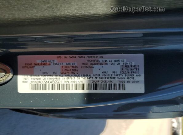 JM1NDAC72M0452921 2021 MAZDA MX-5 Gray Vista del compartimento del motor