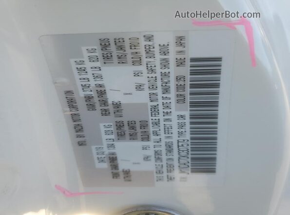 JM1NDAD70K0307579 2019 MAZDA MX-5 White VIN კოდის სტიკერის ხედი