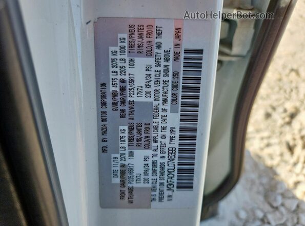 JM3KFACM0L0745399 2020 MAZDA CX-5 White Widok naklejki z numerem VIN
