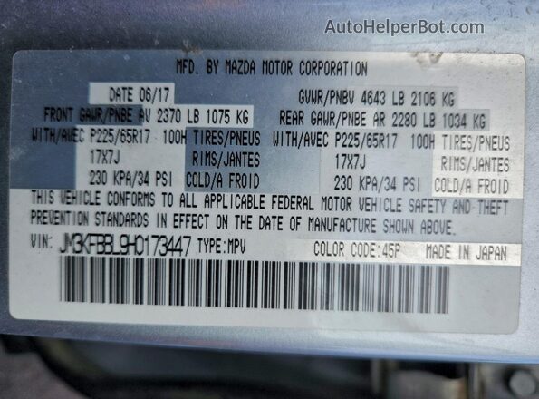 JM3KFBBL9H0173447 2017 MAZDA CX-5 Silver 