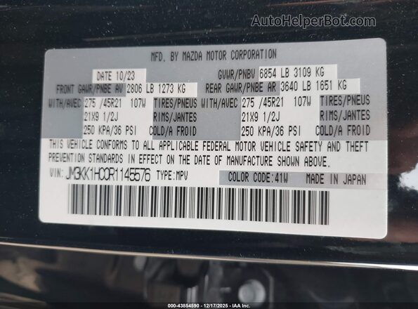 JM3KK1HC0R1145576 2024 MAZDA CX-90 Black Widok komory silnika