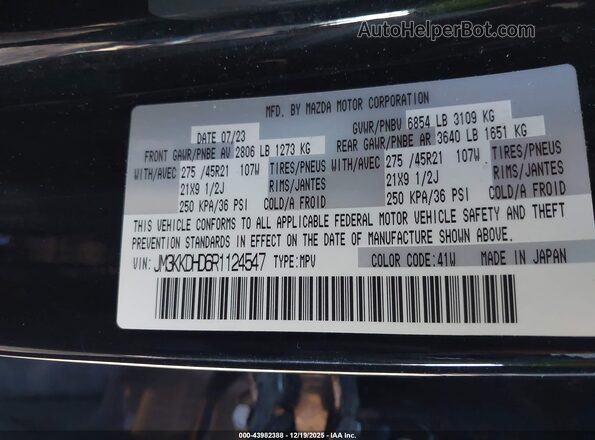 JM3KKDHD6R1124547 2024 MAZDA CX-90 Черный Вид подкапотного пространства