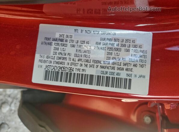 JM3TCADY2M0501964 2021 MAZDA CX-9 Red VIN sticker view