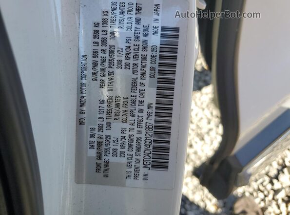 JM3TCADY4G0121867 2016 MAZDA CX-9 White Widok komory silnika