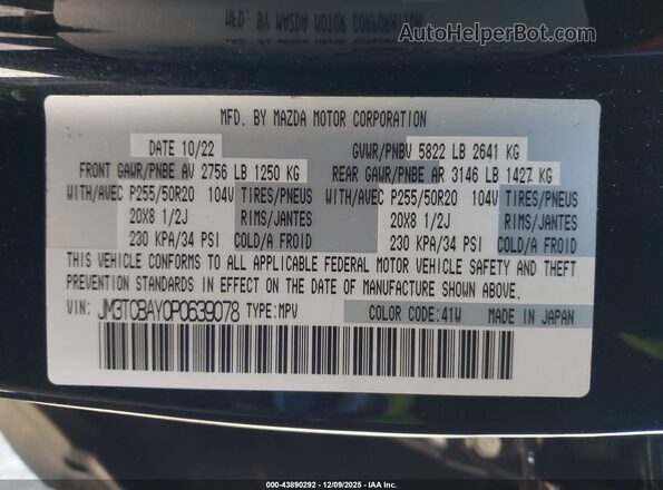 JM3TCBAY0P0639078 2023 MAZDA CX-9 Black Vista del compartimento del motor