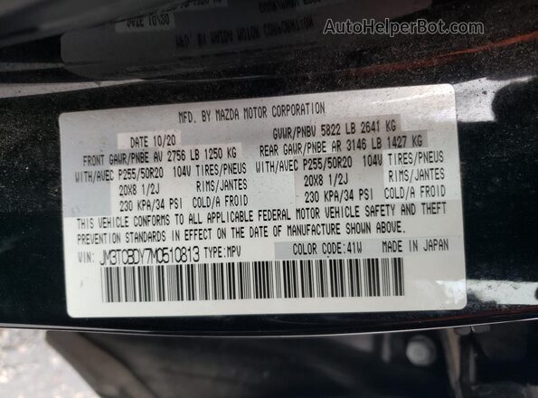 JM3TCBDY7M0510813 2021 MAZDA CX-9 Black VIN sticker view