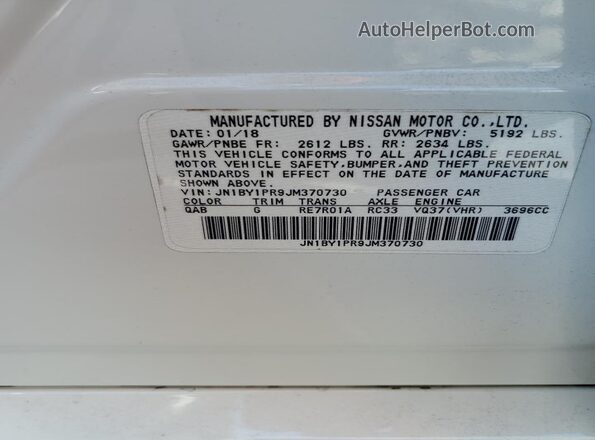 JN1BY1PR9JM370730 2018 INFINITI Q70L White 