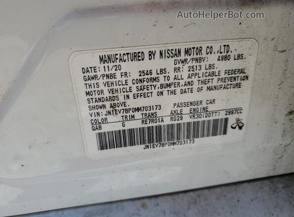 JN1EV7BP0MM703173 2021 INFINITI Q50 White Շարժիչի բաժամունքի տեսք