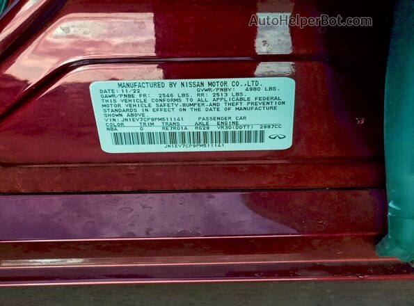 JN1EV7CP9PM511141 2023 INFINITI Q50 Red Widok komory silnika