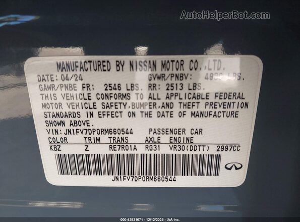 JN1FV7DP0RM660544 2024 INFINITI Q50 Gray 
