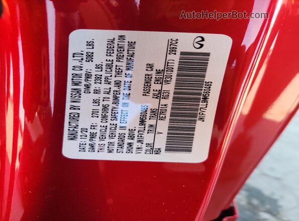 JN1FV7LL9MM560465 2021 INFINITI Q60 Red Вид наклейки з VIN-кодом
