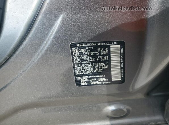 JN8AE2KP3H9168268 2017 NISSAN QUEST Charcoal Vista de la etiqueta del VIN