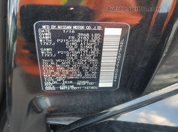 JN8AF5MR4GT606696 2016 NISSAN JUKE Black VIN sticker view