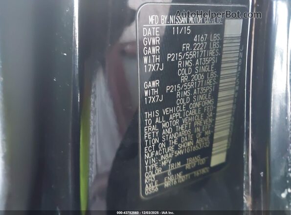 JN8AF5MV1GT653732 2016 NISSAN JUKE Black Շարժիչի բաժամունքի տեսք