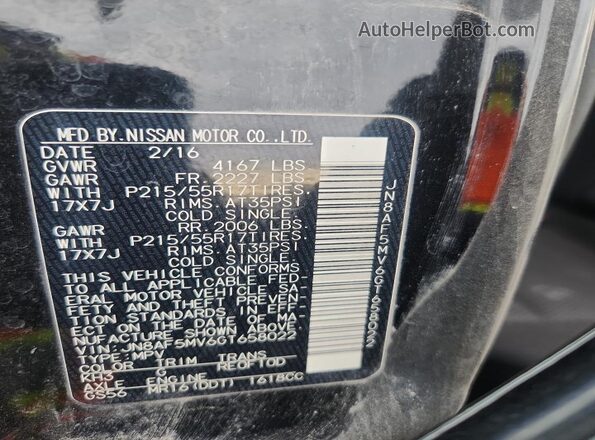 JN8AF5MV6GT658022 2016 NISSAN JUKE Black 