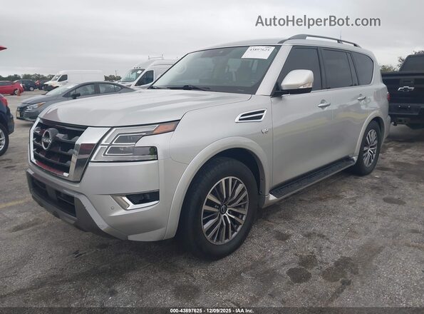 JN8AY2AC7M9147066 2021 NISSAN ARMADA Silver Առջևի ձախ երեք քառորդ տեսարան