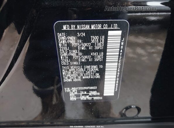 JN8AY2CD2R9708822 2024 NISSAN ARMADA Black 