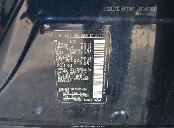 JN8AZ2AF7R9765129 2024 INFINITI QX80 Blue Widok komory silnika