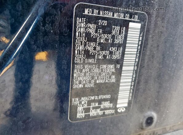 JN8AZ2NF0L9704593 2020 INFINITI QX80 Blue 