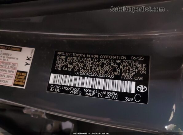 JTDACACU0S3050902 2025 TOYOTA PRIUS PLUG-IN HYBRID Gray Engine compartment view