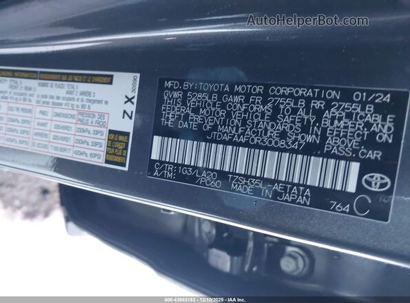 JTDAFAAF0R3008347 2024 TOYOTA CROWN Серый Вид подкапотного пространства