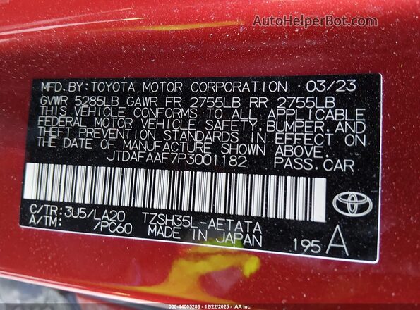 JTDAFAAF7P3001182 2023 TOYOTA CROWN Red Вид підкапотного простору