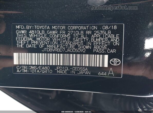 JTDBVRBD7JA005092 2018 TOYOTA MIRAI Black Widok komory silnika