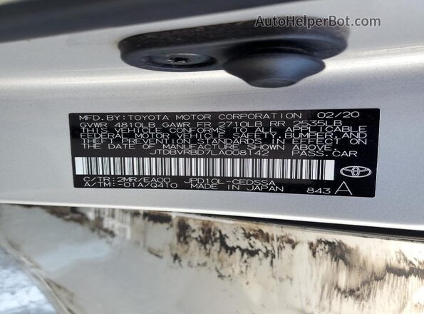JTDBVRBD7LA008142 2020 TOYOTA MIRAI Серебряный Вид подкапотного пространства