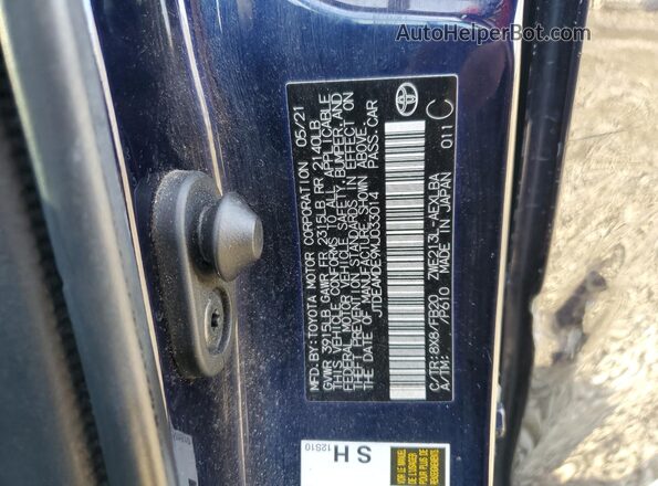 JTDEAMDE9MJ033014 2021 TOYOTA LL Blue ძრავის განყოფილების ხედი