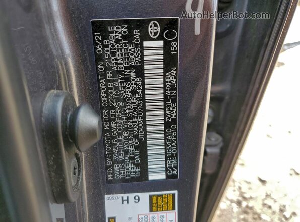 JTDKAMFU7N3154248 2022 TOYOTA PRIUS Угольный Вид наклейки с VIN-кодом